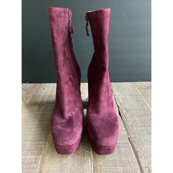 Stuart Weitzman Red/Burgundy Suede Platform Boots Size 9.5 - Picture 7 of 8